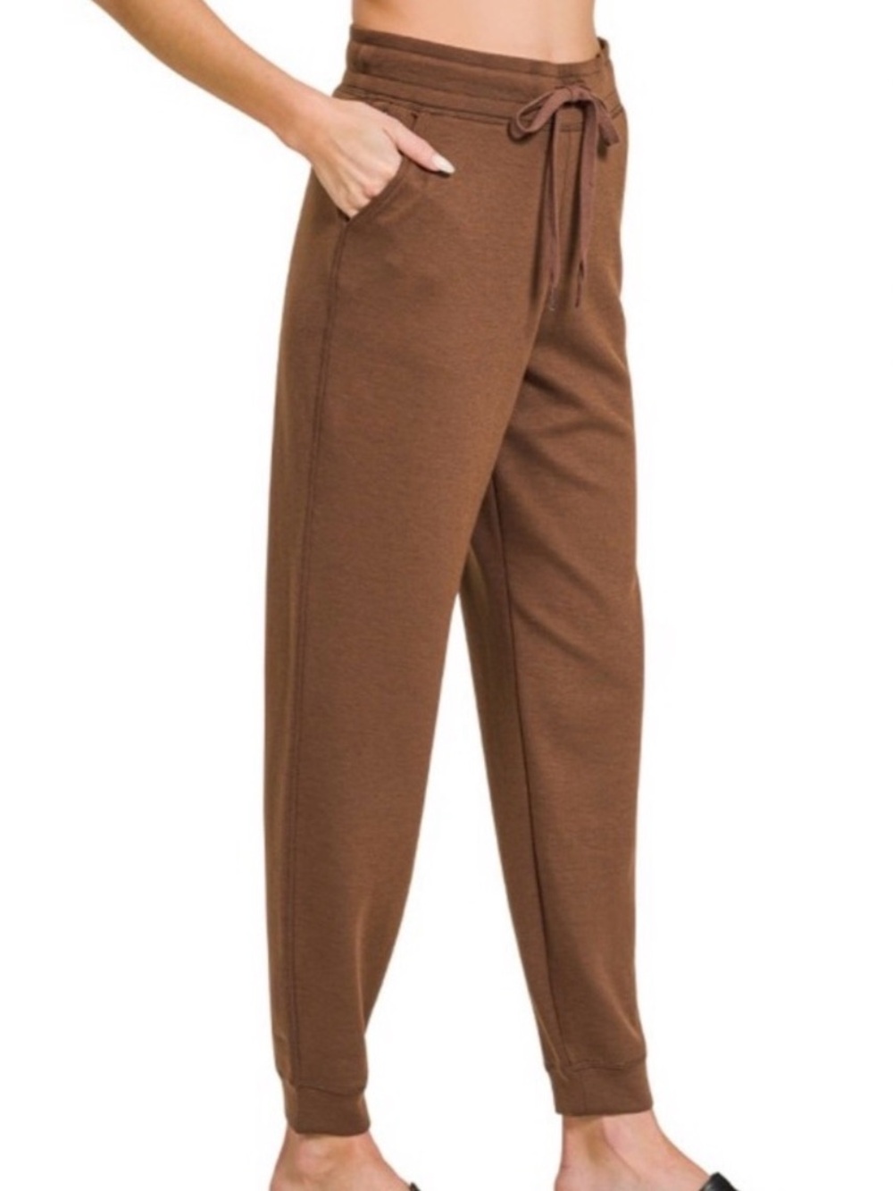 New Zenana Scuba Brown Size Small Drawstring Joggers